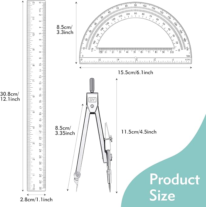 3 Pcs Plastic 12 Inch Ruler, Durable Transparent Drawing Measuring Rulers - Image 2