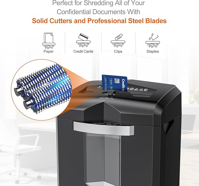 Bonsaii Heavy Duty 18-Sheet Cross-Cut Paper Shredder 60-Minute Runtime 6-Gallon - Image 5