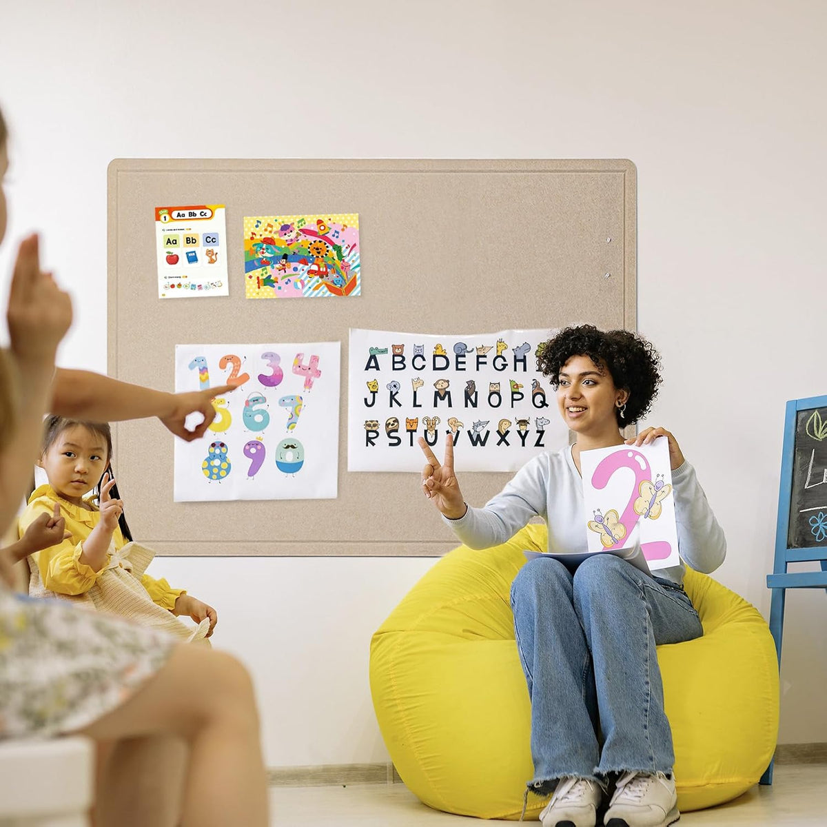 Felt Bulletin Board 48x36 inches, Decorative Pin Board for Home & Office