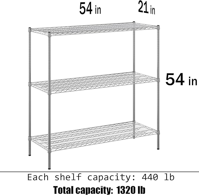 Regal Altair 21" Deep x 54" Wide x 54" Height Wire Shelving Kit | 3-Tier | NSF - Image 3