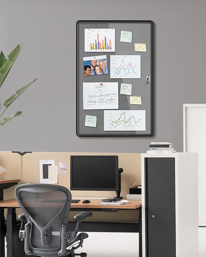 Mifuro 36"x24" Enclosed Bulletin Board, Lockable Weather-Resistant Aluminum - Image 2