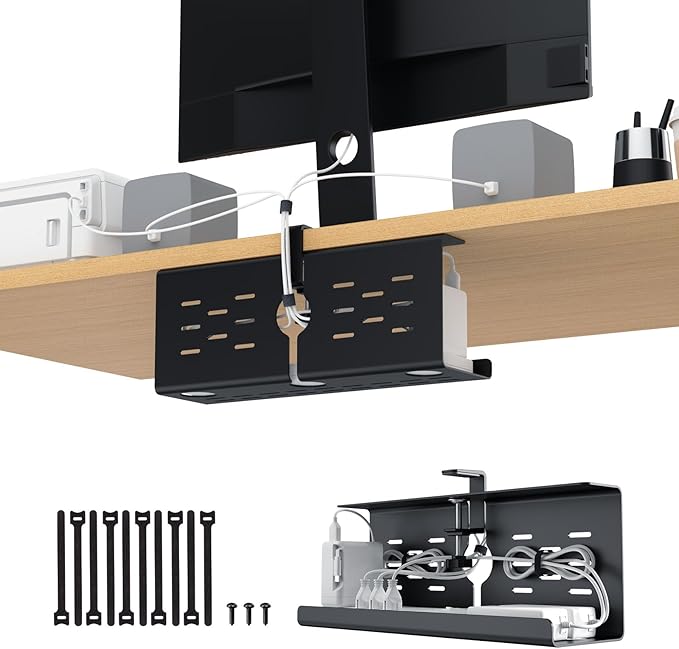 KEEGH 16" Under Desk Cable Management Tray, Desk Cord Organizer Upgrade Capacity by KEEGH