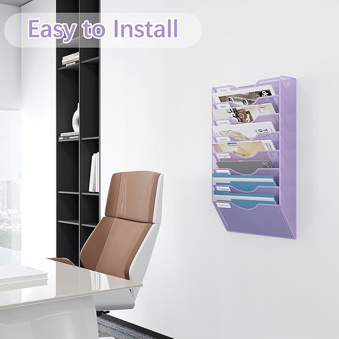 EasyPAG 8 Pocket Mesh Wall File Organizer, Hanging Paper Folder Holder - Image 4