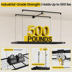 fero overhead garage storage rack 4x8, 500 lb, side view