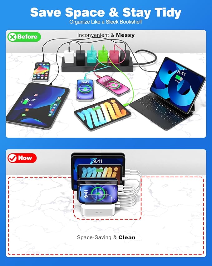MSTJRY Charging Station for Multiple Devices : 6 Port USB Charger Stations - Image 5