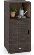 tangkula rattan outdoor storage cabinet with 3 storage, main product view