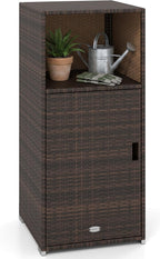 tangkula rattan outdoor storage cabinet with 3 storage, main product view