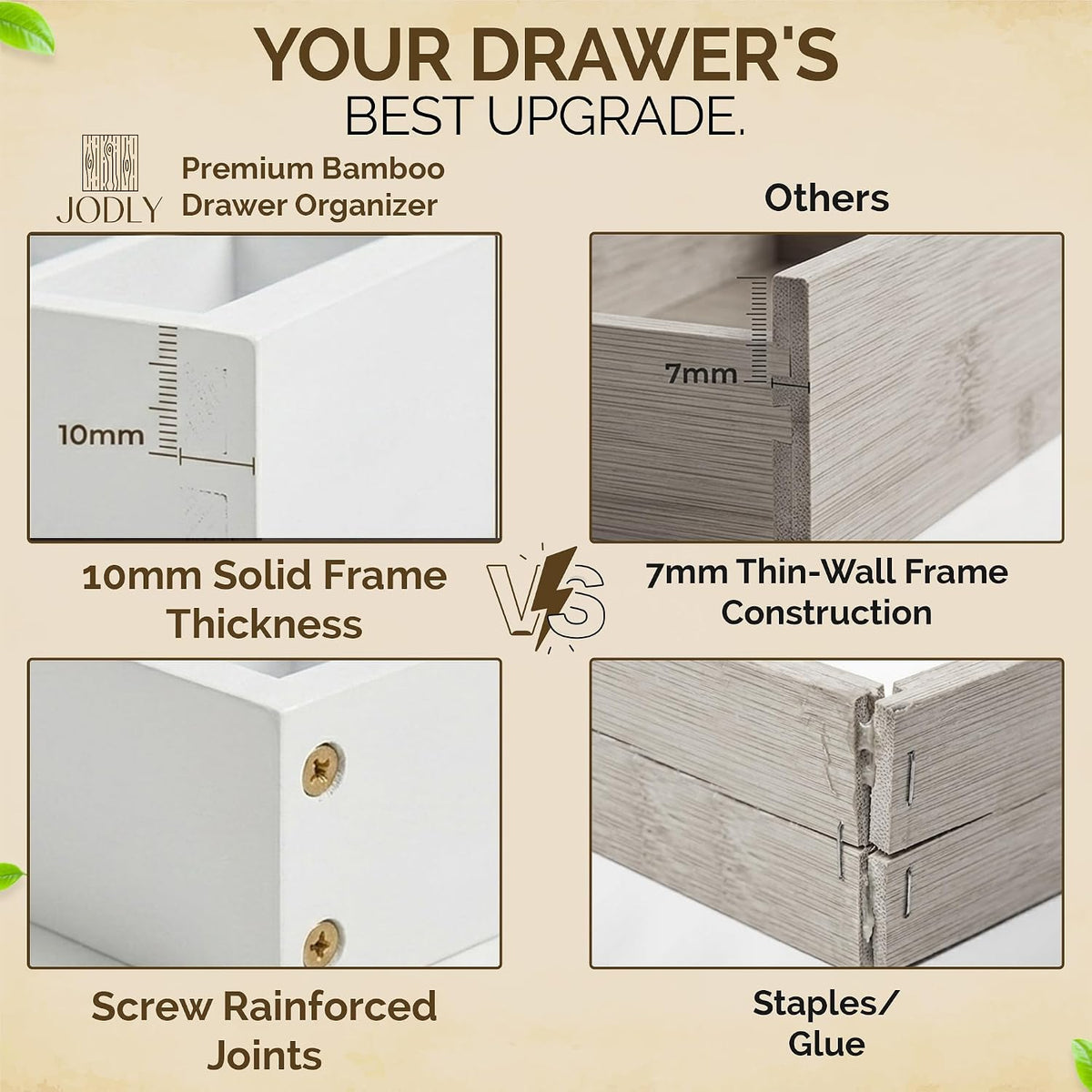 Bamboo Kitchen Utensil Drawer Organizer for Silverware | 100% Natural Expanda...