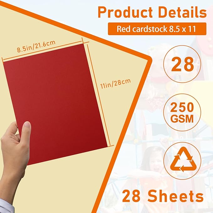 28 Sheets Christmas Red Cardstock 8.5 x 11 Craft Paper, 250gsm/92lb Heavyweight - Image 2