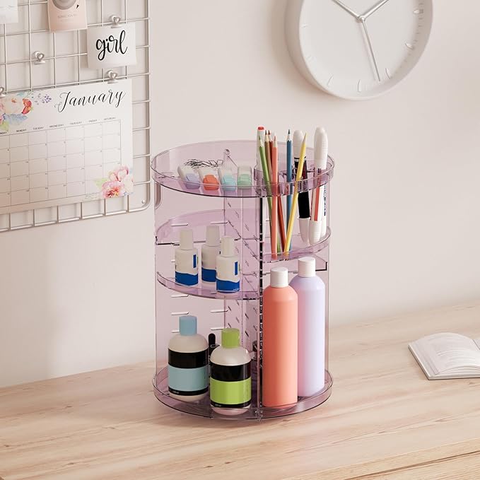 Rotating Makeup Organizer for Vanity, DIY Adjustable Tray Spinning Skincare - Image 7