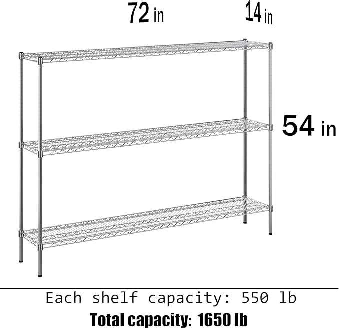 Regal Altair 14" Deep x 72" Wide x 54" Height Wire Shelving Kit | 3-Tier | NSF - Image 3