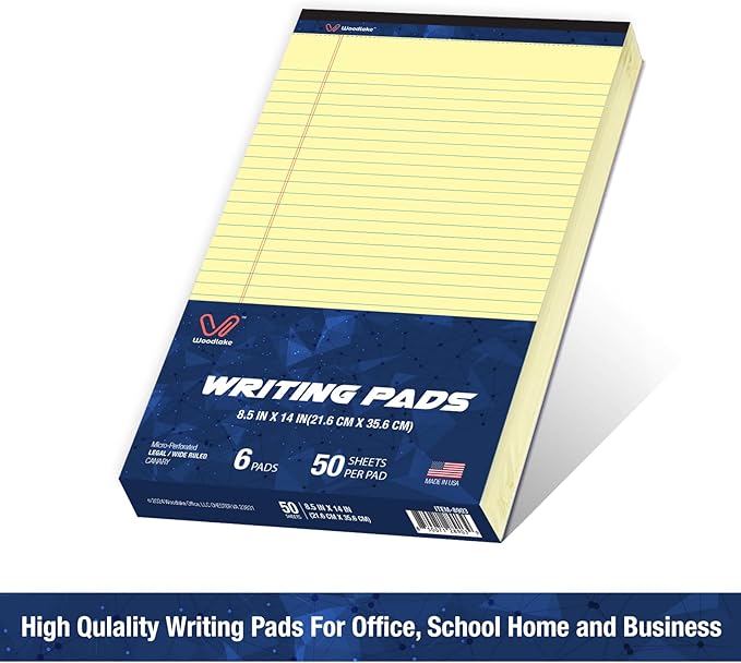 Woodlake Legal Pads 8.5 "x 14" – 6‑Pack, Wide Ruled, Premium Yellow Paper Pad - Image 2