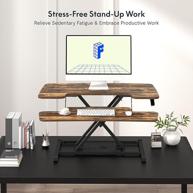 FLXISPOT 36" Standing Desk Converter, Quick Sit Stand up Desktop Riser Height - Image 4