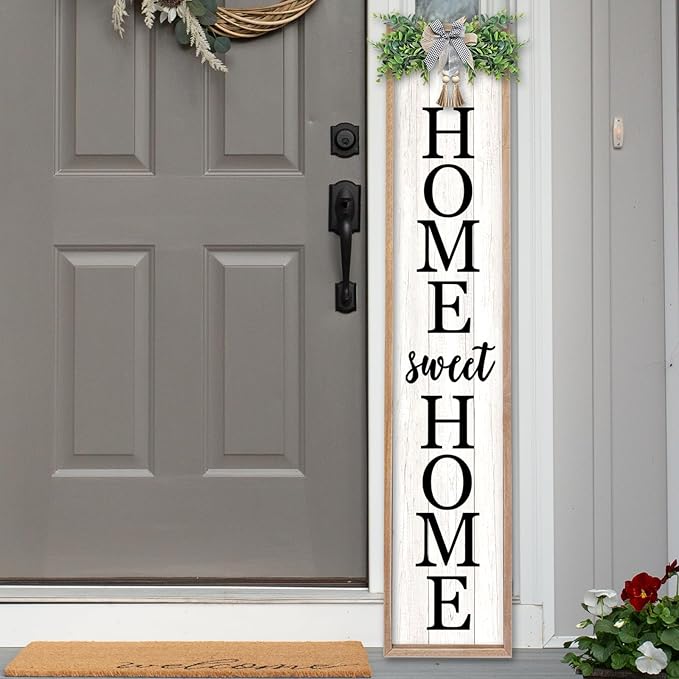 LuZhiQiang Welcome Sign for Front Porch Outdoor Home Sweet Home, Rustic Outside by LuZhiQiang
