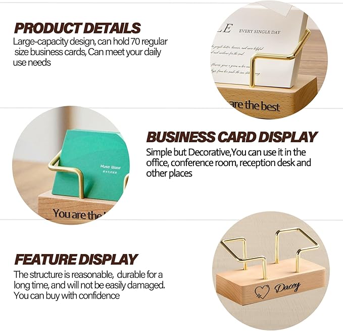 HJX Custom Business Card Holder Desk-Personalized Engraved Wooden Business Card - Image 4
