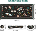 Large Mouse Pad and Keyboard Wrist Rest, Desk Pad for Keyboard and Mouse, Gaming Mousepad with Wrist Support, Non-Slip Desk Mat for Home Office, Black Butterfly Flower