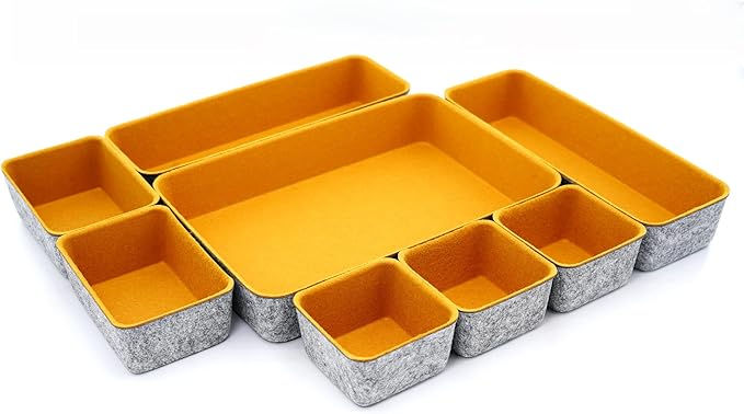 Welaxy Felt Desk Drawer Organizer Trays, 8-Piece Storage Bins - Image 2