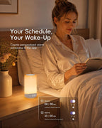 ecozy 3 in 1 sunrise alarm clock white on a desk or shelf