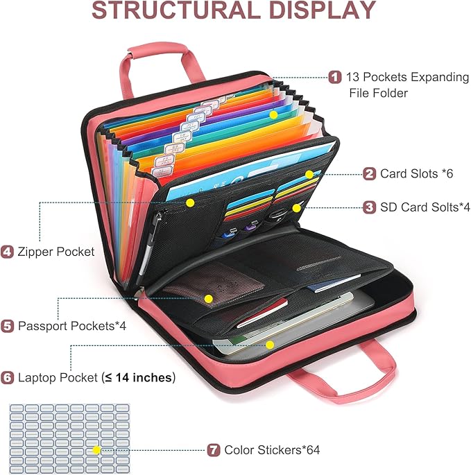 SEEKIND PU Leather Accordion File Organizer - Image 2