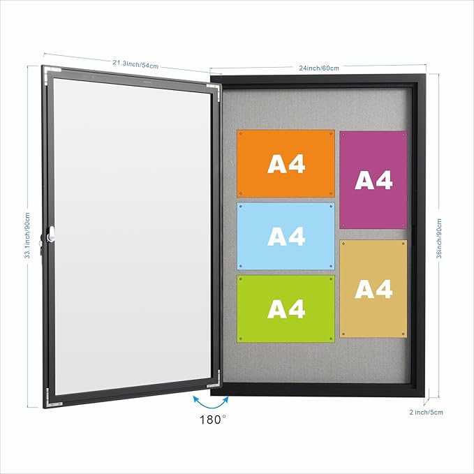 36×24 Inch Lockable Enclosed Bulletin Board, Weather-Resistant Outdoor - Image 2