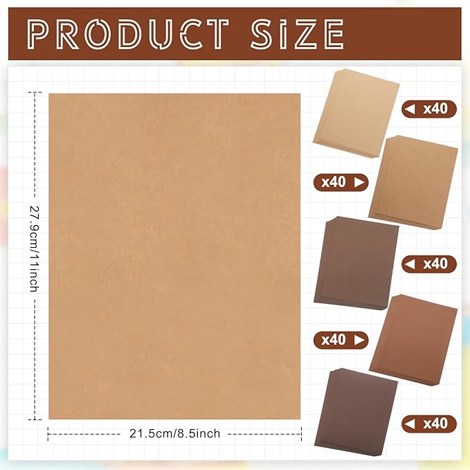 Sinmoe 200 Sheets 5 Shades Cardstock Paper 8.5 x 11 Inches 180gsm Solid Core - Image 2