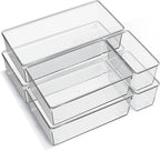 6 Pack Large Clear Plastic Drawer Organizer Trays, Acrylic Kitchen Drawer by Criusia