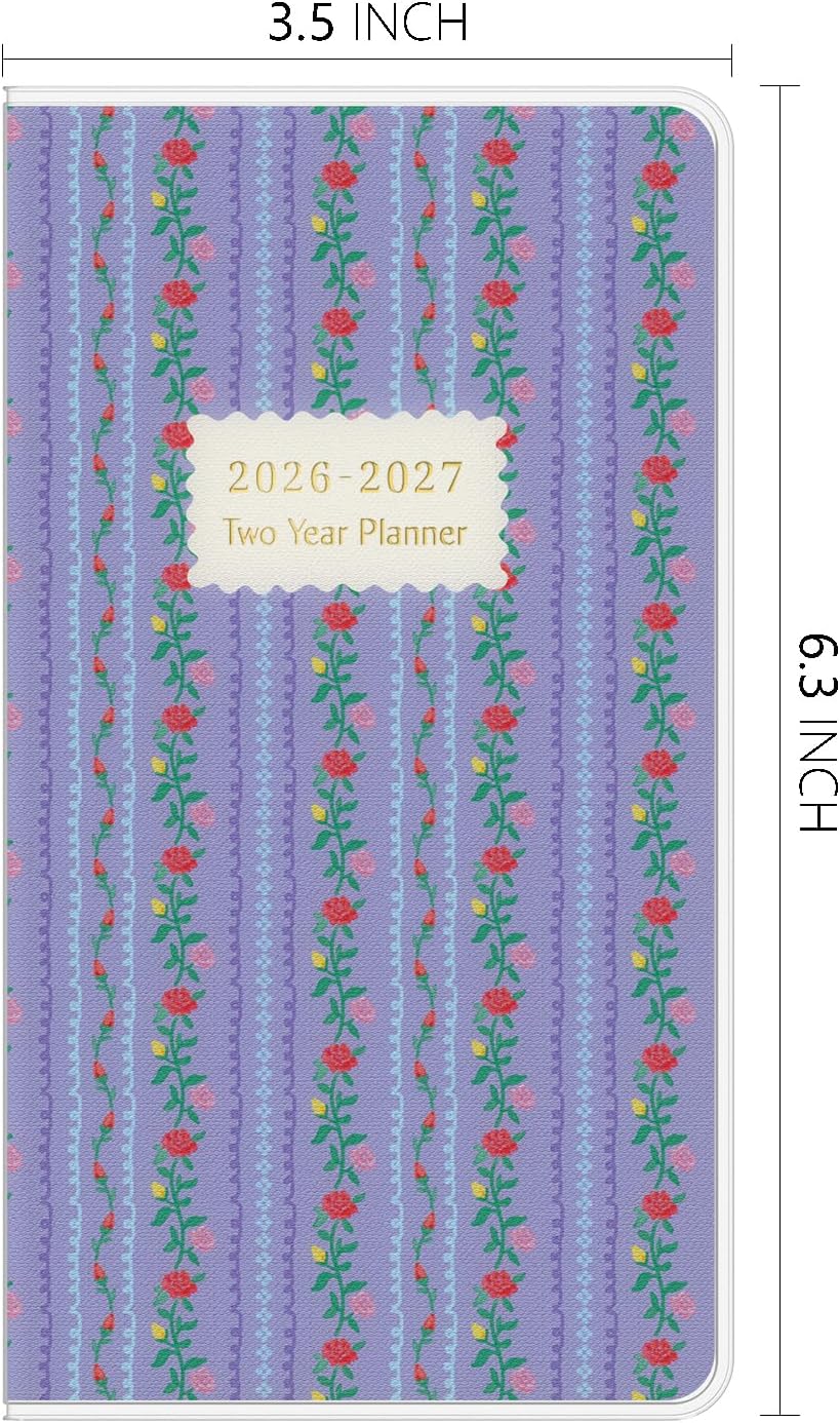 Jotsome Pocket Calendar 2026-2027, 3.5" x 6.4", Spring | 2 Year Monthly Planner from Now to December 2027, Small Pocket Planner with PVC Cover for Purse