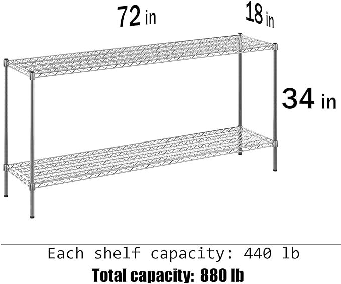 Regal Altair 18" Deep x 72" Wide x 34" Height Wire Shelving Kit | 2-Tier | NSF - Image 3