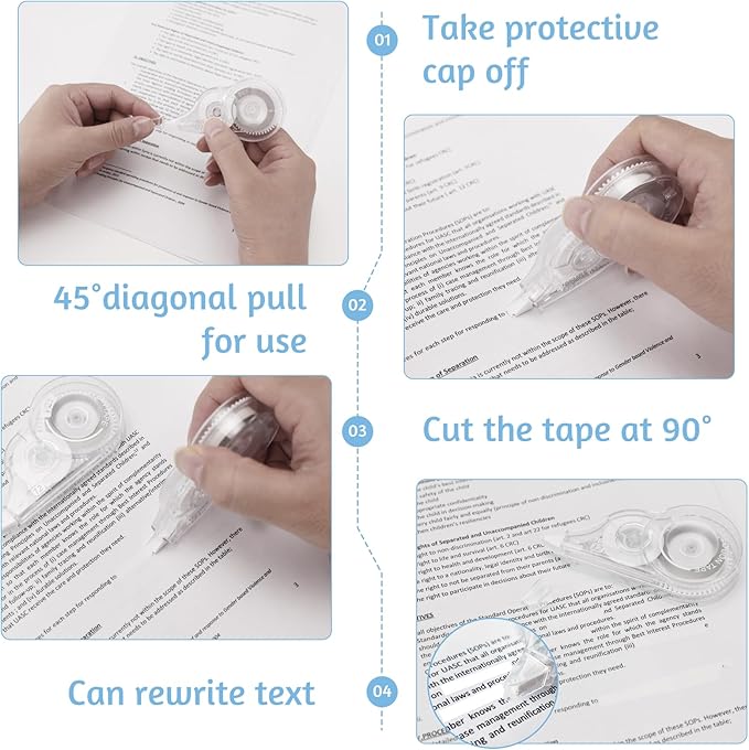 JEFURE 40 Pcs Correction Tape, 39.4 Ft White Wrong Out Tear-Resistant Bulk - Image 4