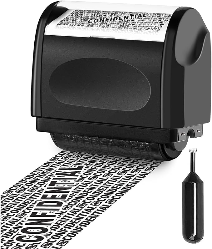 Identity Theft Protection Roller Stamp, 1 Refill Ink by TONOS