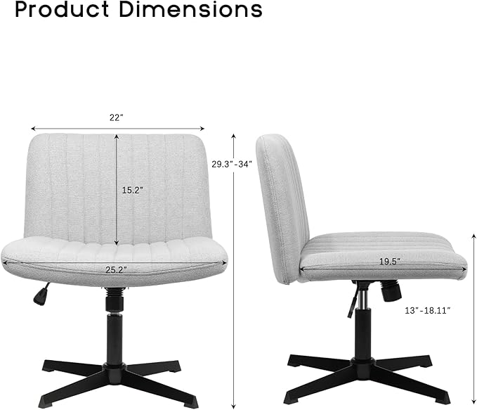 PUKAMI Criss Cross Chair, Armless Cross Legged Office Desk Chair No Wheels - Image 2