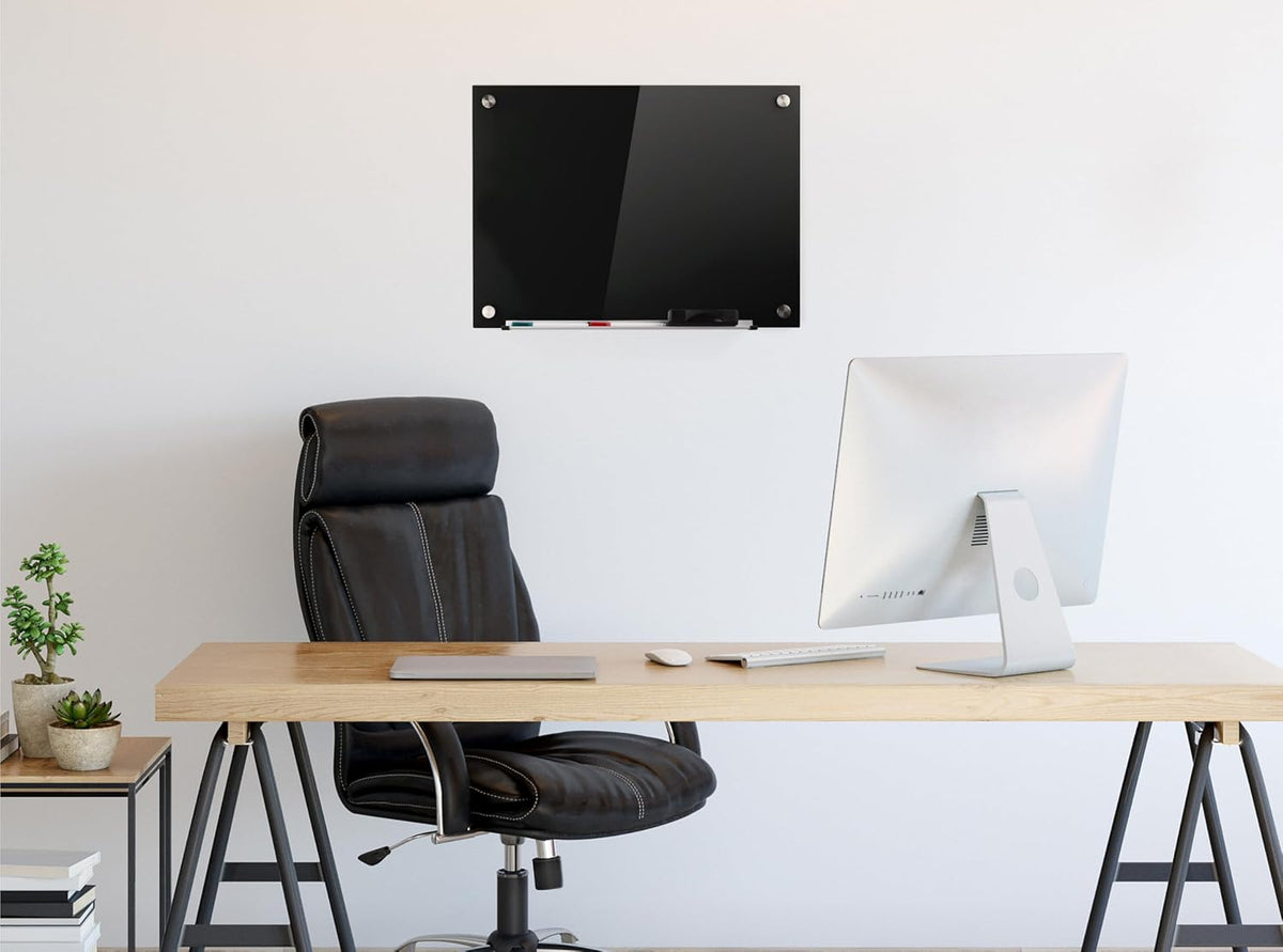 Real Glass Dry Erase Board, 18" x 24", Tempered Glass Surface, Fram...