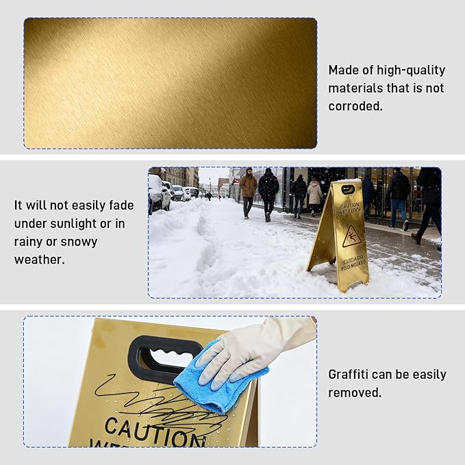 Kerty 4 Pack Stainless Steel Wet Floor Sign, 24 Inch Caution Wet Floor Sign - Image 4