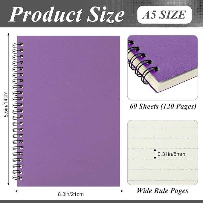 Leelosp 12 Pack Small Spiral Notebook A5 Lined College Ruled Spiral Journal - Image 3