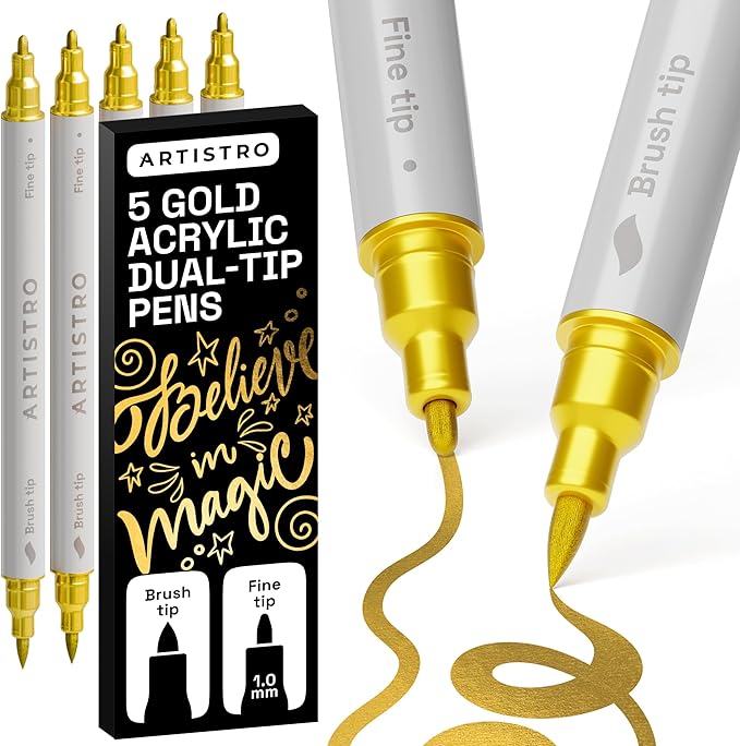 ARTISTRO 5 Gold Acrylic Paint Markers by ARTISTRO