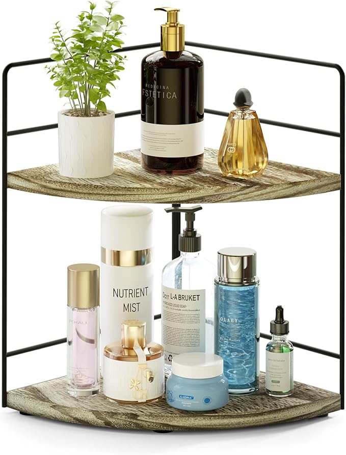 ZGO 2-Tier Bathroom Counter Organizer, Corner and Makeup Organizer by ZGO