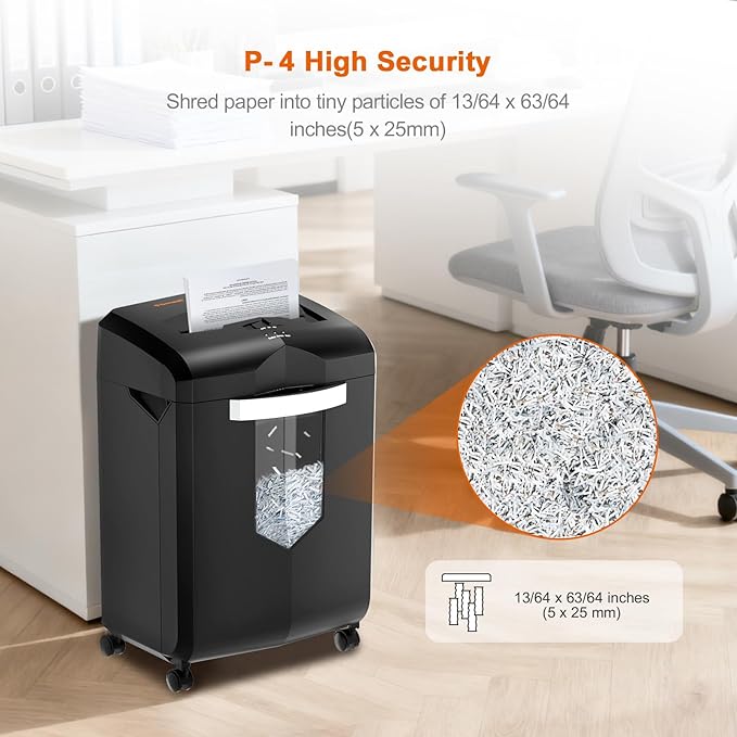 Bonsaii Heavy Duty 18-Sheet Cross-Cut Paper Shredder 60-Minute Runtime 6-Gallon - Image 2