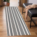 black and white striped runner rug 2x6ft,washable outdoor, main product view