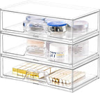 3 Pack Stackable Makeup Organizer, 12.1''L Acrylic Bathroom Organizer and by Stebopum
