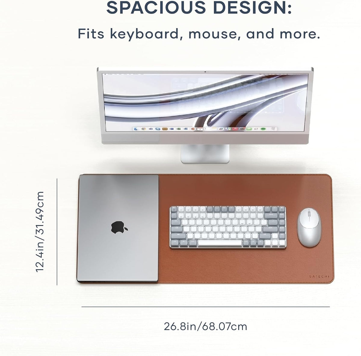 Satechi Vegan-Leather Desk Mat, Scratch and Water Resistant, Brown
