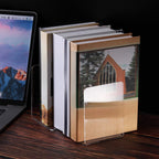 Clear Acrylic Book Ends for Shelves Heavy Duty L Shaped, 2 Pcs