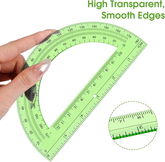 Hoiny 10 Pack Clear Protractor, 6 Inch Plastic Protractors, 180 Degrees - Image 5