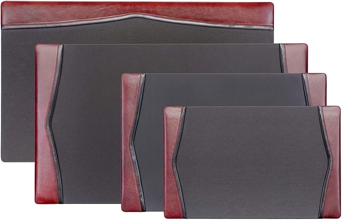 Dacasso Burgundy Leather 25.5" x 17.25" Side Rails Desk Pad - Image 8