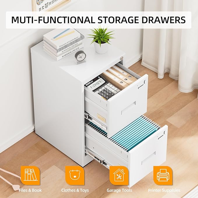 INTERGREAT 2 Drawer File Cabinet, Lockable Vertical File Office Cabinet - Image 5