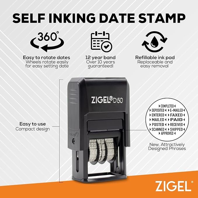 ZIGEL D50 Date Stamp with Approved - Image 4