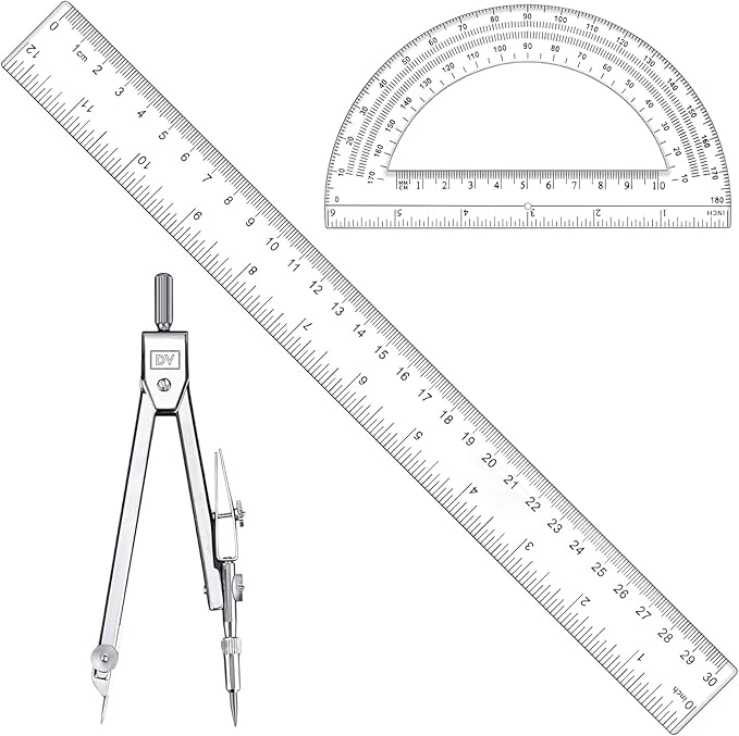 3 Pcs Plastic 12 Inch Ruler, Durable Transparent Drawing Measuring Rulers by Unknown