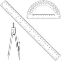 3 Pcs Plastic 12 Inch Ruler, Durable Transparent Drawing Measuring Rulers by Unknown