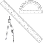 3 Pcs Plastic 12 Inch Ruler, Durable Transparent Drawing Measuring Rulers by Unknown