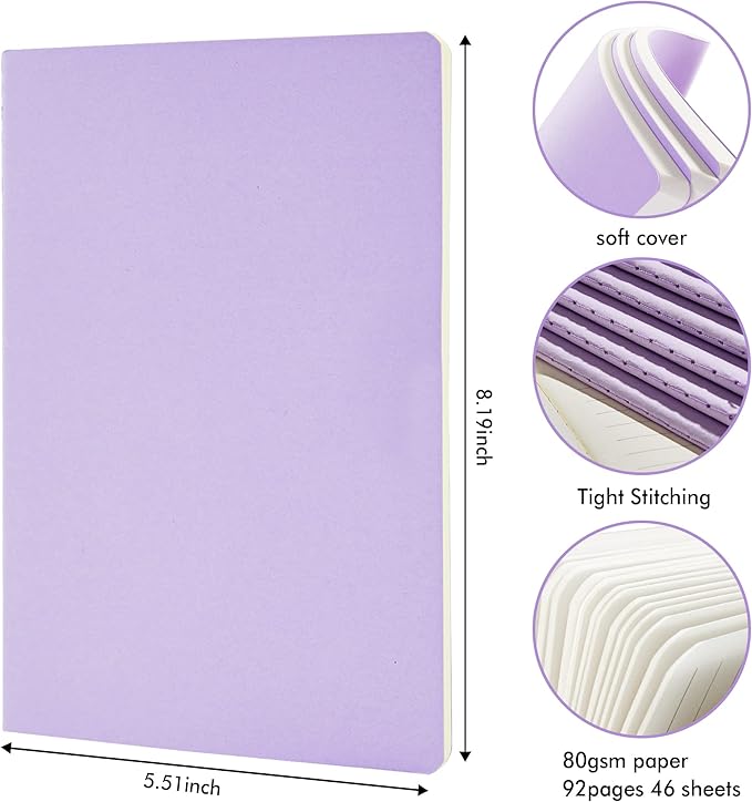 feela 8 Pack Soft Cover Journal Bulk, Notebooks College Ruled - Image 2