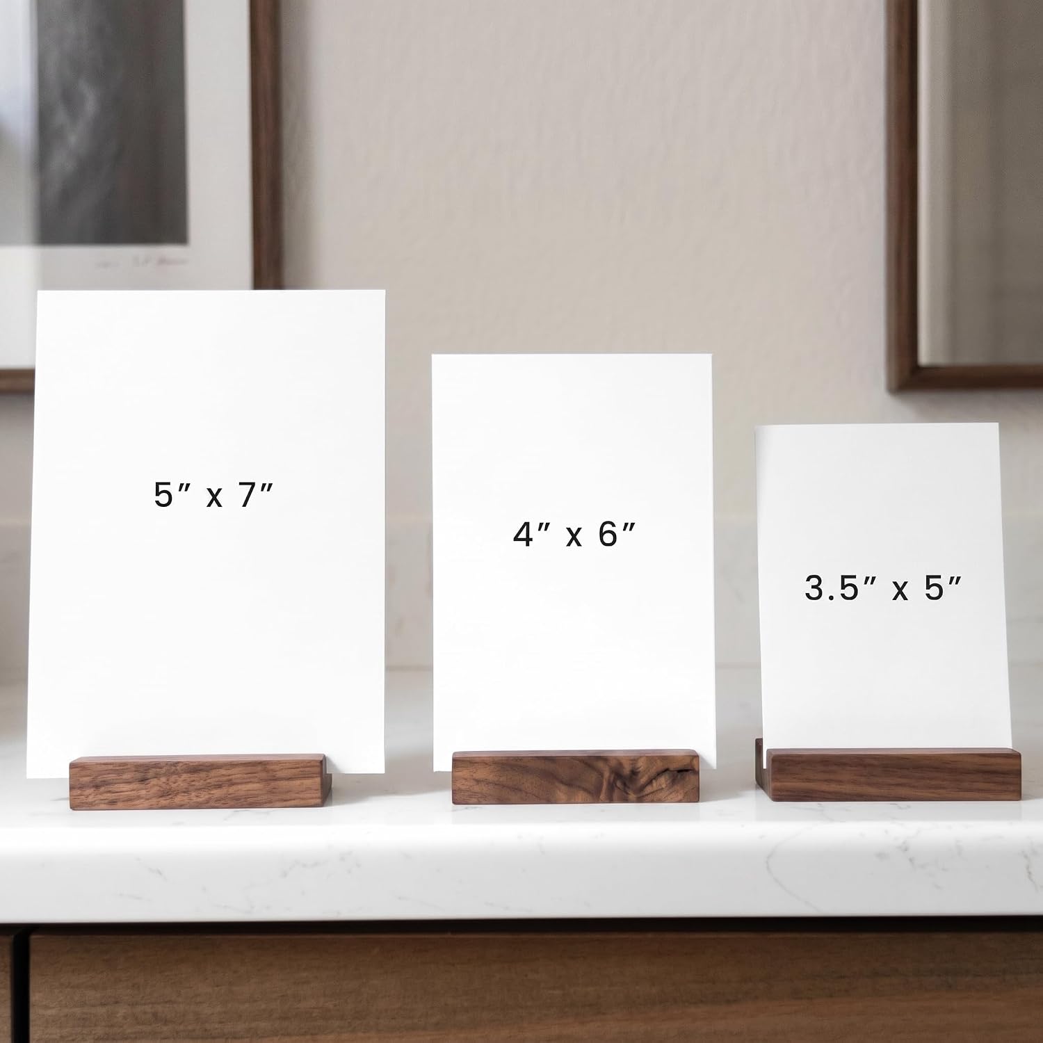 (2 Pack) Wood Calendar Stands - Desk Calendar Base - Wooden Block - Monthly Desk Card Refill Holder - Office Home Gift Decor (Black Walnut Wood)